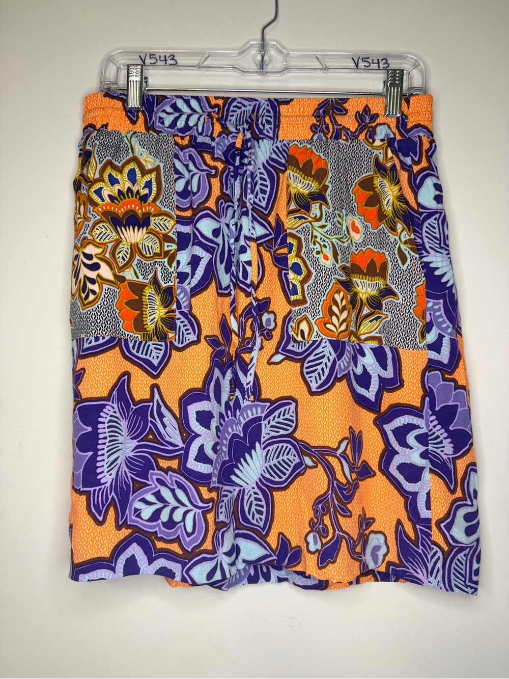 LOFT Orange & Purple Floral Elastic-Waist Lined Skirt Size Small SKU A7